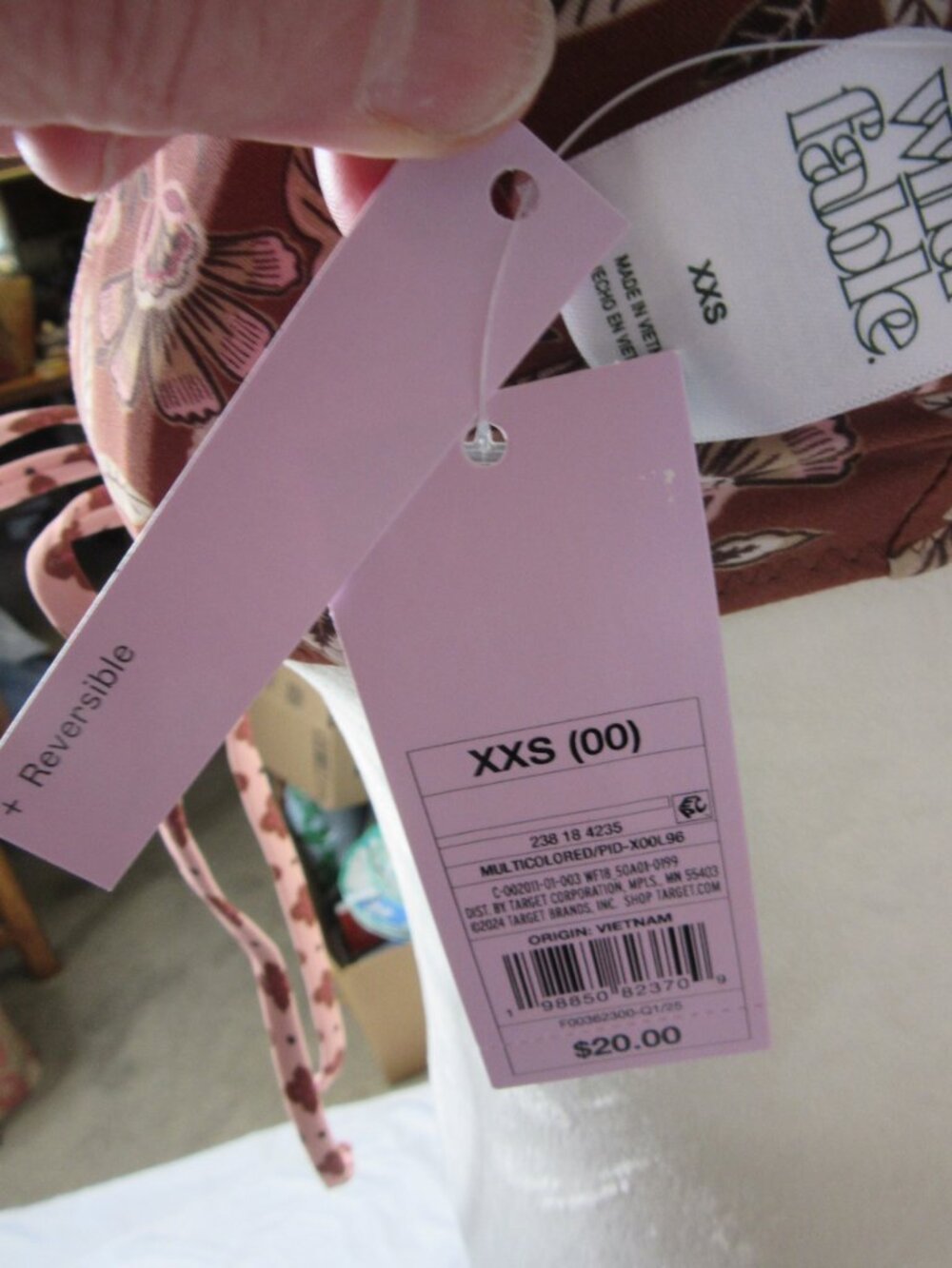 Wild Fable 2 Piece Bikini Brown Pink Floral Reversible Size Small and XXS NWT - Picture 7 of 8